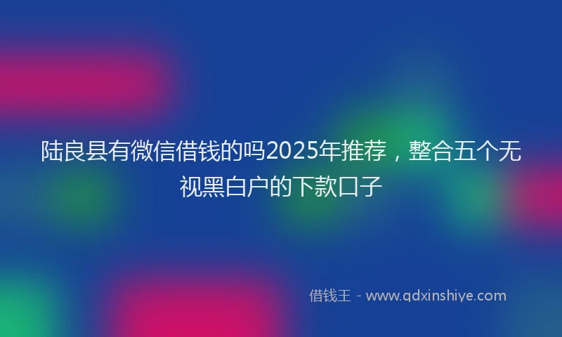 陆良县有微信借钱的吗2025年推荐，整合五个无视黑白户的下款口子