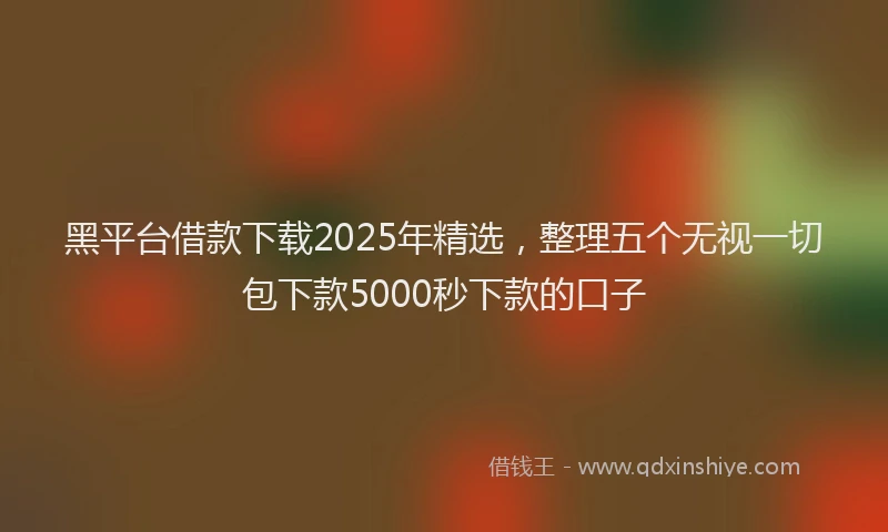 黑平台借款下载2025年精选，整理五个无视一切包下款5000秒下款的口子