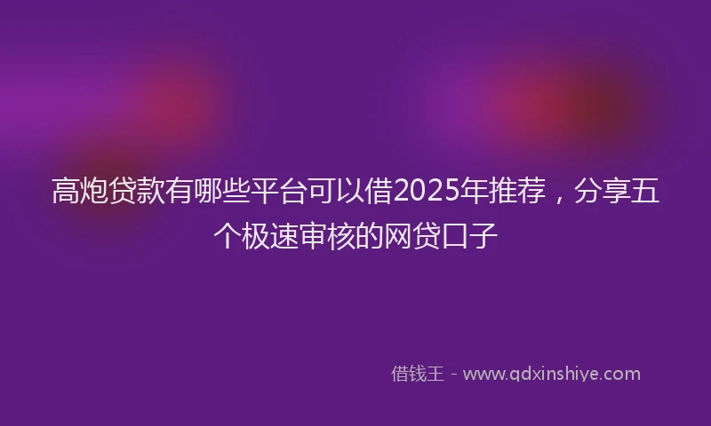 高炮贷款有哪些平台可以借2025年推荐，分享五个极速审核的网贷口子