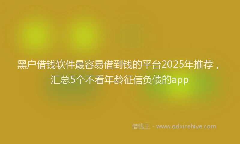 黑户借钱软件最容易借到钱的平台2025年推荐，汇总5个不看年龄征信负债的app