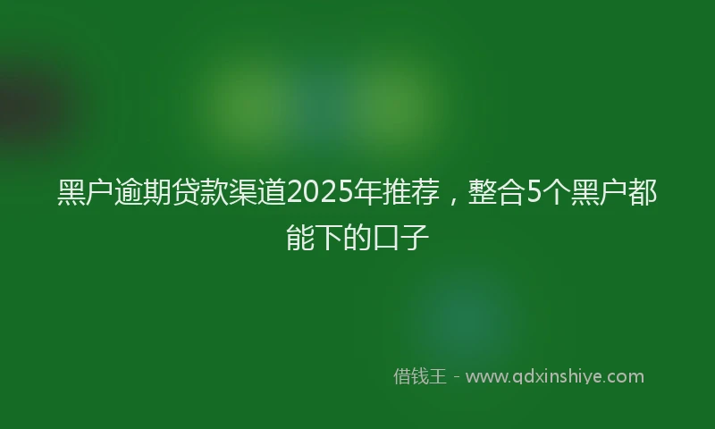 黑户逾期贷款渠道2025年推荐，整合5个黑户都能下的口子