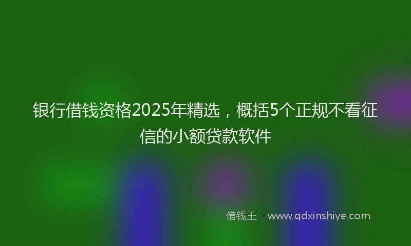 银行借钱资格2025年精选，概括5个正规不看征信的小额贷款软件