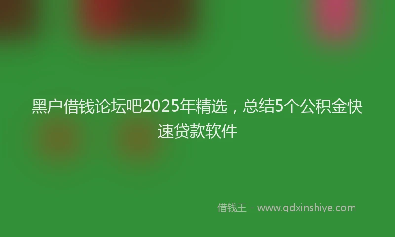 黑户借钱论坛吧2025年精选，总结5个公积金快速贷款软件