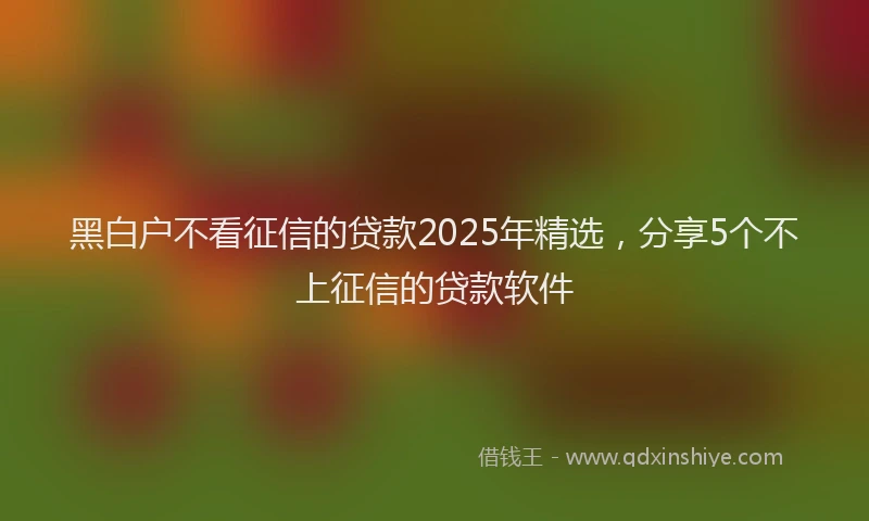 黑白户不看征信的贷款2025年精选，分享5个不上征信的贷款软件