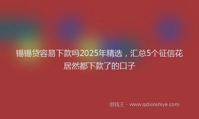 锡锡贷容易下款吗2025年精选，汇总5个征信花居然都下款了的口子