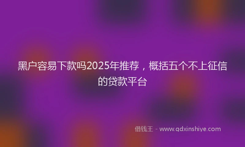 黑户容易下款吗2025年推荐，概括五个不上征信的贷款平台