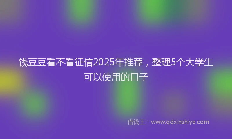 钱豆豆看不看征信2025年推荐，整理5个大学生可以使用的口子