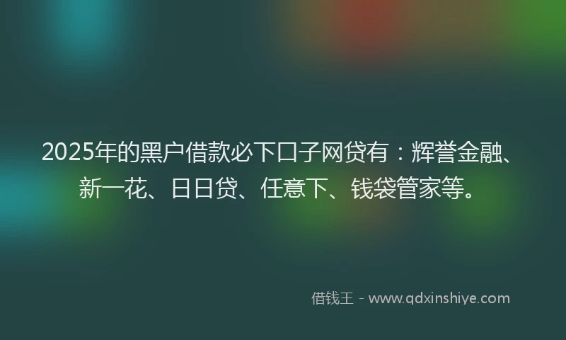 2025年的黑户借款必下口子网贷有：辉誉金融、新一花、日日贷、任意下、钱袋管家等。