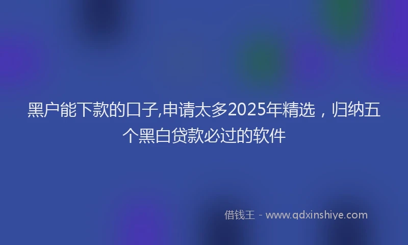 黑户能下款的口子,申请太多2025年精选，归纳五个黑白贷款必过的软件