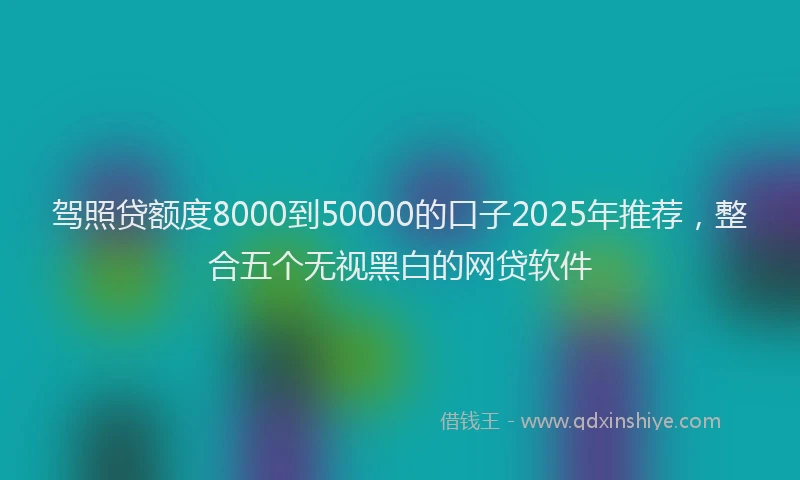 驾照贷额度8000到50000的口子2025年推荐，整合五个无视黑白的网贷软件