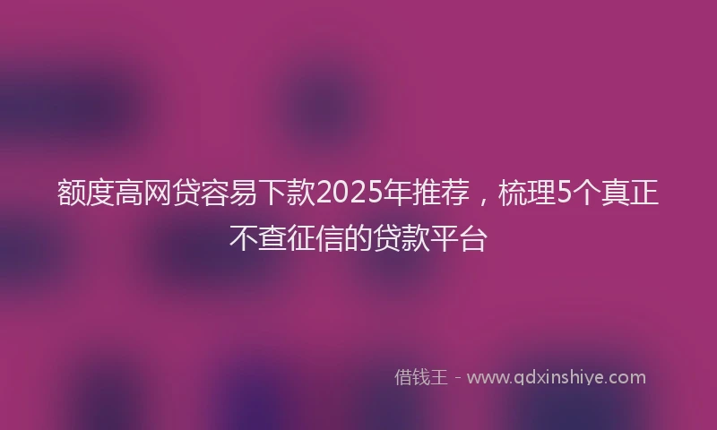 额度高网贷容易下款2025年推荐，梳理5个真正不查征信的贷款平台