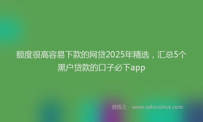 额度很高容易下款的网贷2025年精选，汇总5个黑户贷款的口子必下app