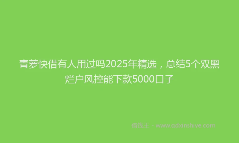 青萝快借有人用过吗2025年精选，总结5个双黑烂户风控能下款5000口子
