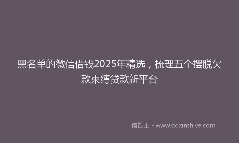 黑名单的微信借钱2025年精选，梳理五个摆脱欠款束缚贷款新平台