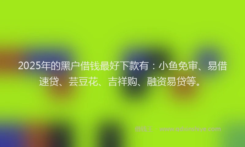 2025年的黑户借钱最好下款有：小鱼免审、易借速贷、芸豆花、吉祥购、融资易贷等。