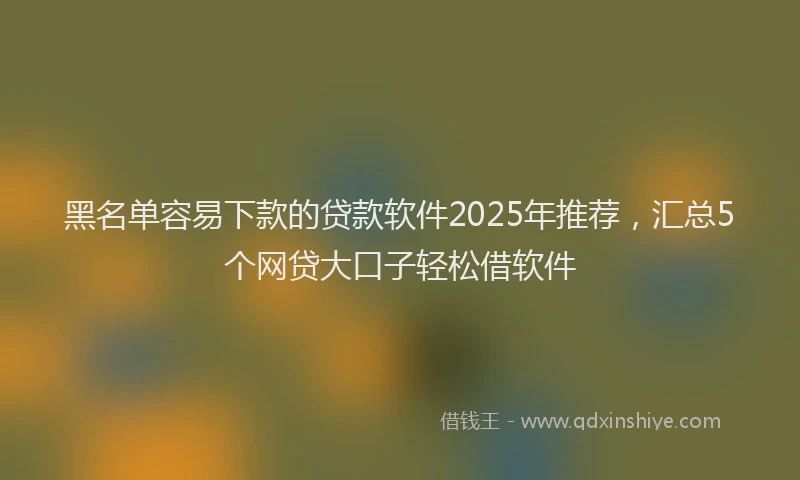 黑名单容易下款的贷款软件2025年推荐，汇总5个网贷大口子轻松借软件