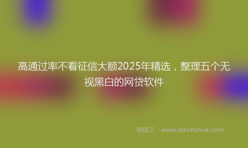 高通过率不看征信大额2025年精选，整理五个无视黑白的网贷软件