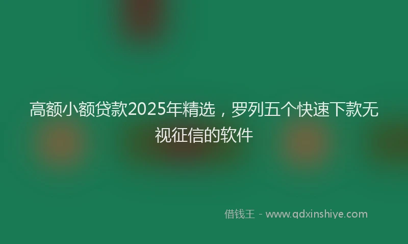 高额小额贷款2025年精选，罗列五个快速下款无视征信的软件