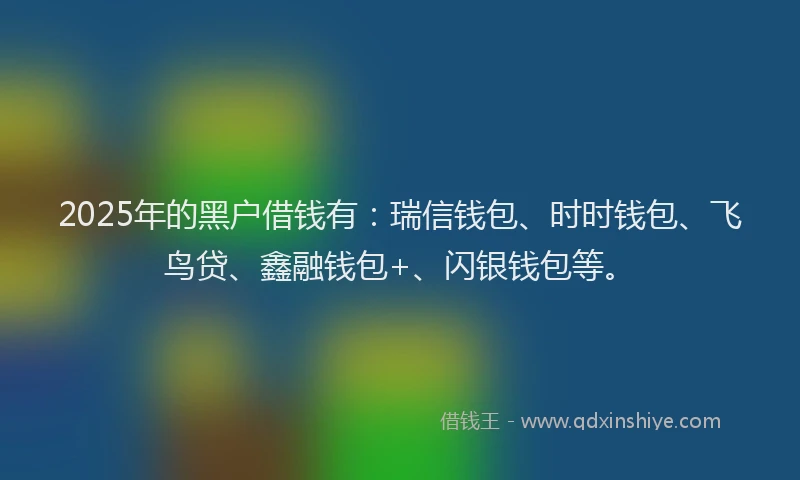 2025年的黑户借钱有：瑞信钱包、时时钱包、飞鸟贷、鑫融钱包+、闪银钱包等。
