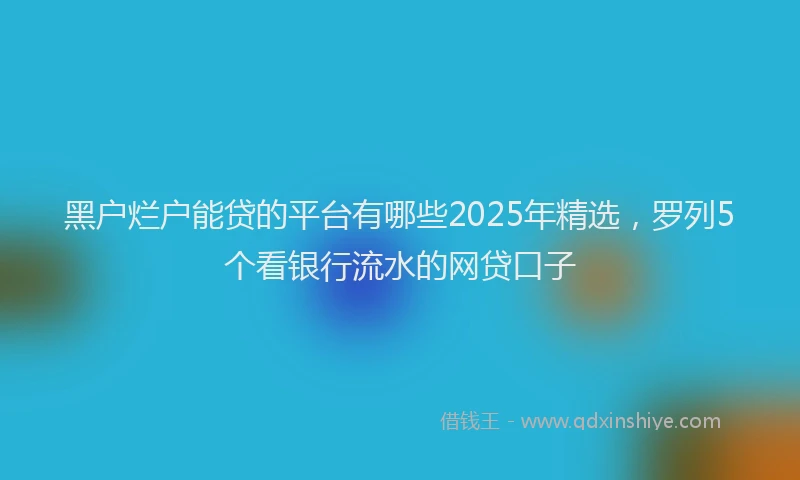 黑户烂户能贷的平台有哪些2025年精选，罗列5个看银行流水的网贷口子