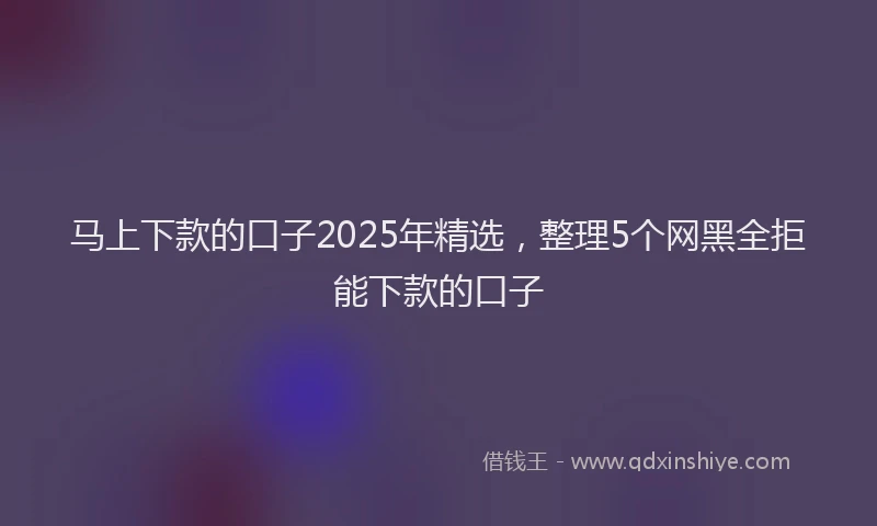 马上下款的口子2025年精选，整理5个网黑全拒能下款的口子
