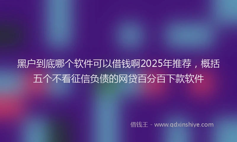 黑户到底哪个软件可以借钱啊2025年推荐，概括五个不看征信负债的网贷百分百下款软件