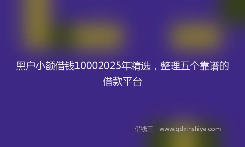 黑户小额借钱10002025年精选，整理五个靠谱的借款平台