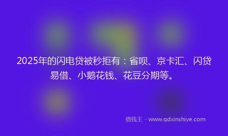 2025年的闪电贷被秒拒有：省呗、京卡汇、闪贷易借、小鹅花钱、花豆分期等。