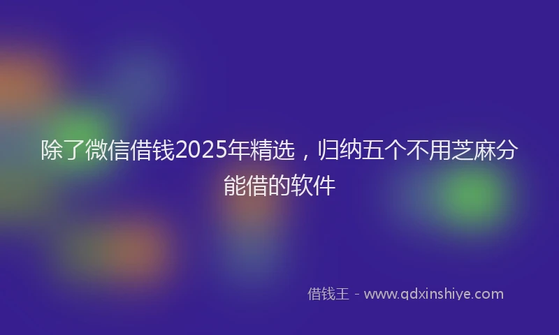 除了微信借钱2025年精选，归纳五个不用芝麻分能借的软件