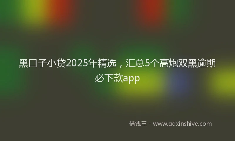 黑口子小贷2025年精选，汇总5个高炮双黑逾期必下款app