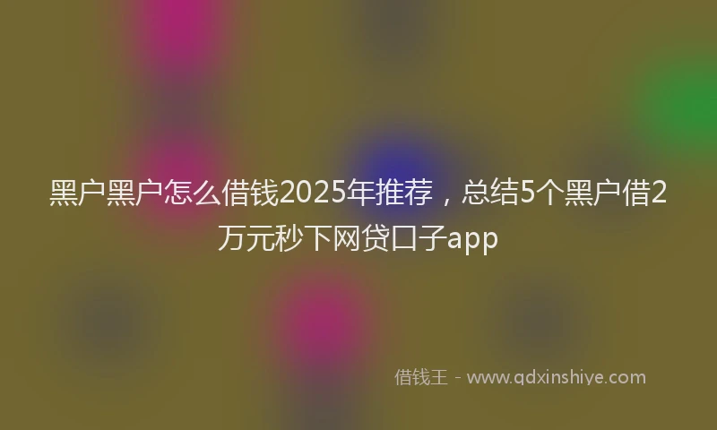 黑户黑户怎么借钱2025年推荐，总结5个黑户借2万元秒下网贷口子app
