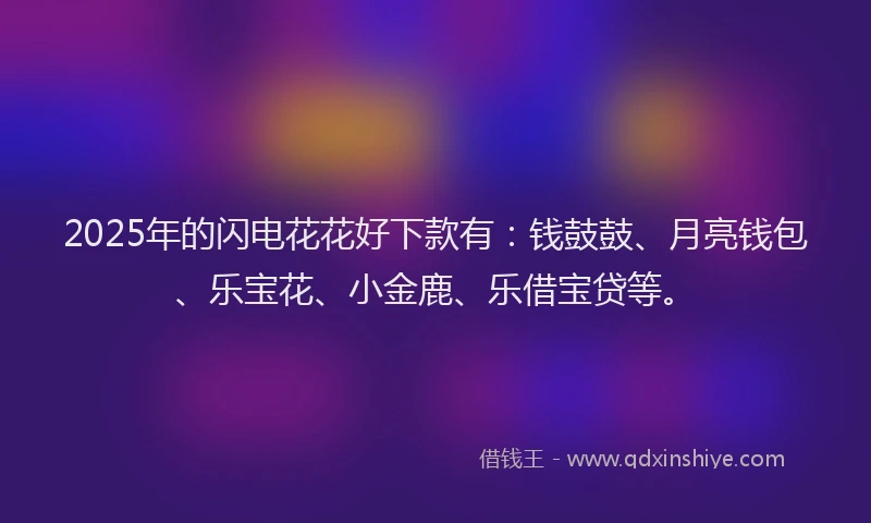 2025年的闪电花花好下款有：钱鼓鼓、月亮钱包、乐宝花、小金鹿、乐借宝贷等。