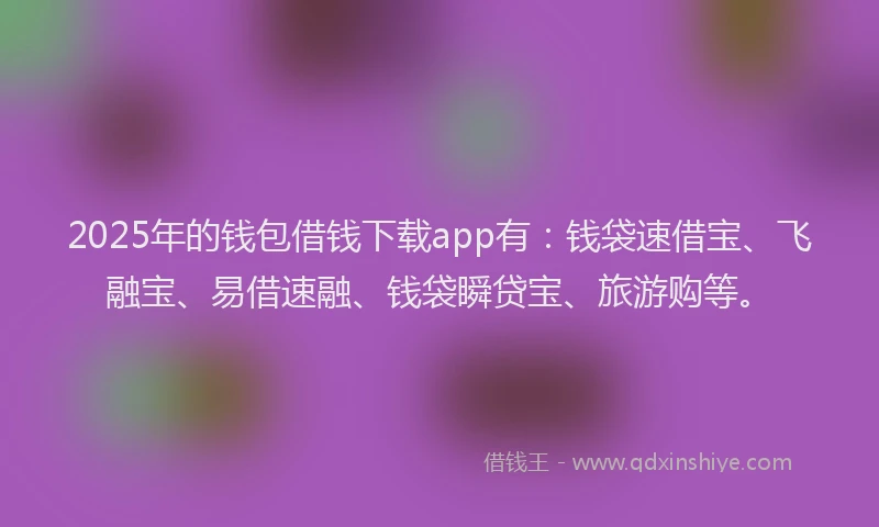2025年的钱包借钱下载app有：钱袋速借宝、飞融宝、易借速融、钱袋瞬贷宝、旅游购等。