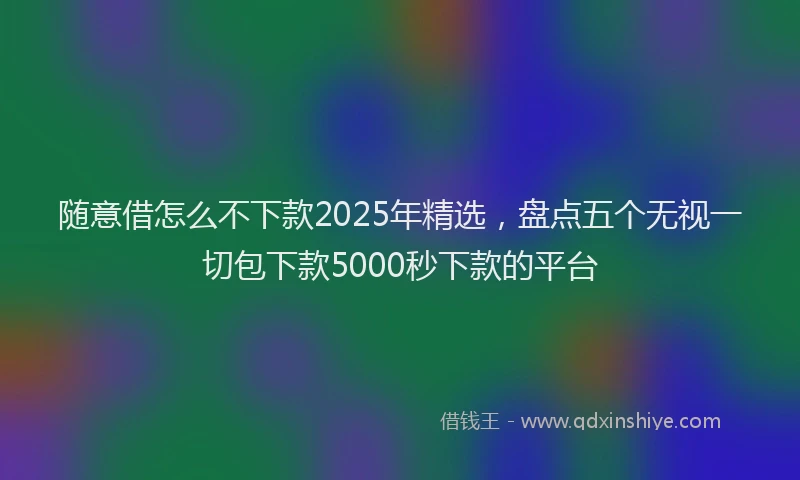 随意借怎么不下款2025年精选，盘点五个无视一切包下款5000秒下款的平台