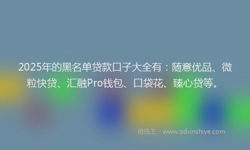 2025年的黑名单贷款口子大全有：随意优品、微粒快贷、汇融Pro钱包、口袋花、臻心贷等。