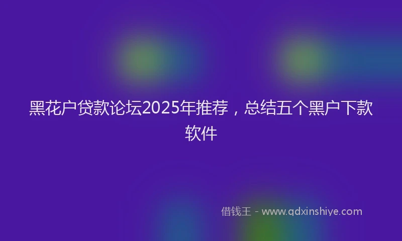黑花户贷款论坛2025年推荐，总结五个黑户下款软件