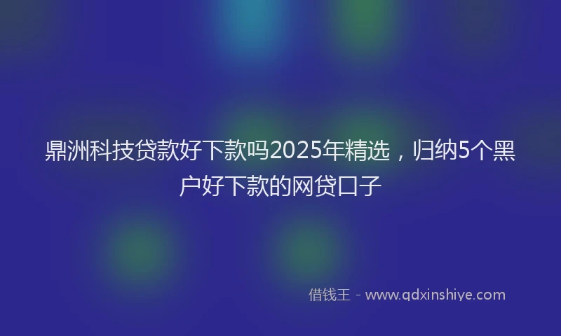 鼎洲科技贷款好下款吗2025年精选，归纳5个黑户好下款的网贷口子