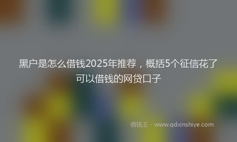 黑户是怎么借钱2025年推荐，概括5个征信花了可以借钱的网贷口子