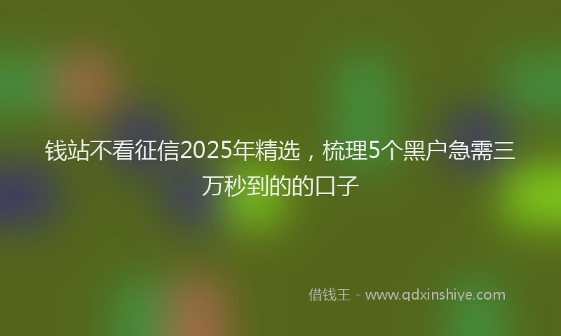钱站不看征信2025年精选，梳理5个黑户急需三万秒到的的口子