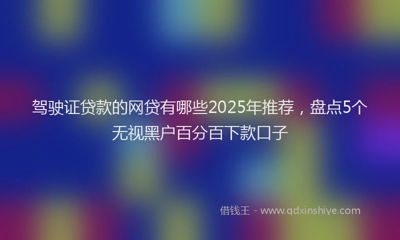 驾驶证贷款的网贷有哪些2025年推荐，盘点5个无视黑户百分百下款口子
