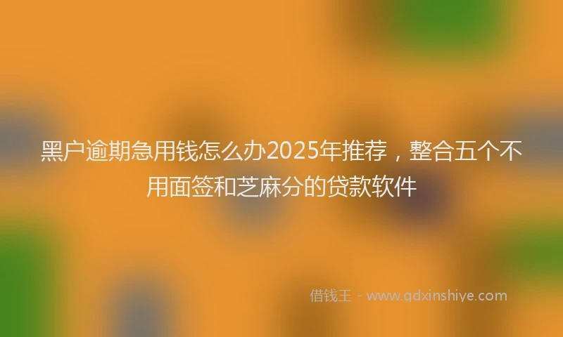 黑户逾期急用钱怎么办2025年推荐，整合五个不用面签和芝麻分的贷款软件