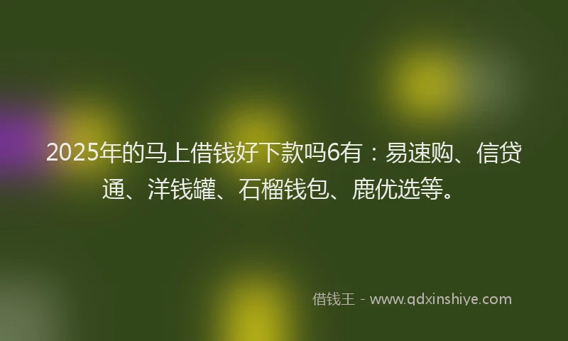 2025年的马上借钱好下款吗6有：易速购、信贷通、洋钱罐、石榴钱包、鹿优选等。