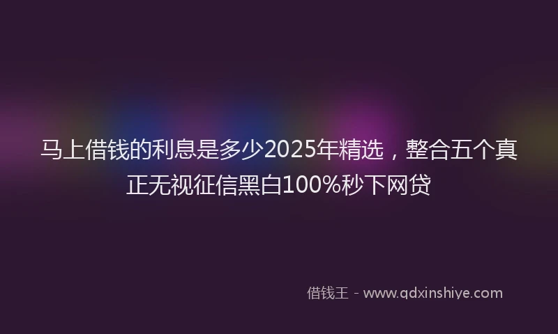 马上借钱的利息是多少2025年精选，整合五个真正无视征信黑白100%秒下网贷