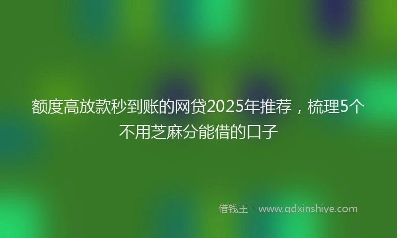 额度高放款秒到账的网贷2025年推荐，梳理5个不用芝麻分能借的口子