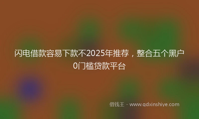 闪电借款容易下款不2025年推荐，整合五个黑户0门槛贷款平台