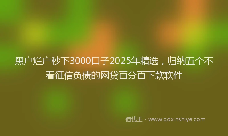 黑户烂户秒下3000口子2025年精选，归纳五个不看征信负债的网贷百分百下款软件