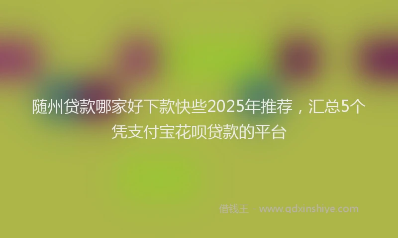随州贷款哪家好下款快些2025年推荐，汇总5个凭支付宝花呗贷款的平台