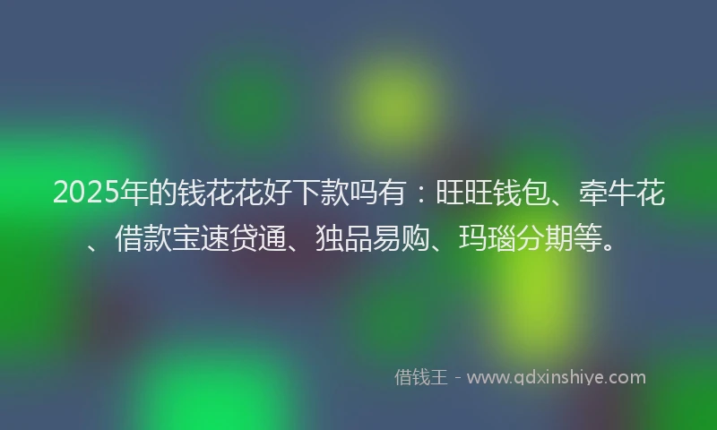 2025年的钱花花好下款吗有：旺旺钱包、牵牛花、借款宝速贷通、独品易购、玛瑙分期等。