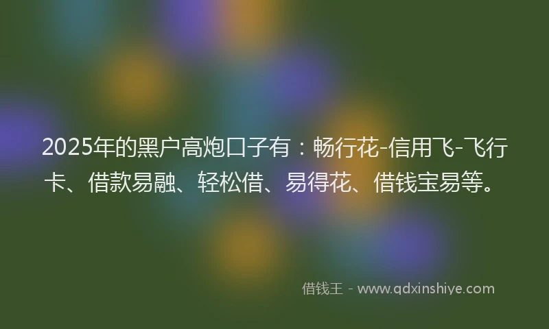 2025年的黑户高炮口子有：畅行花-信用飞-飞行卡、借款易融、轻松借、易得花、借钱宝易等。