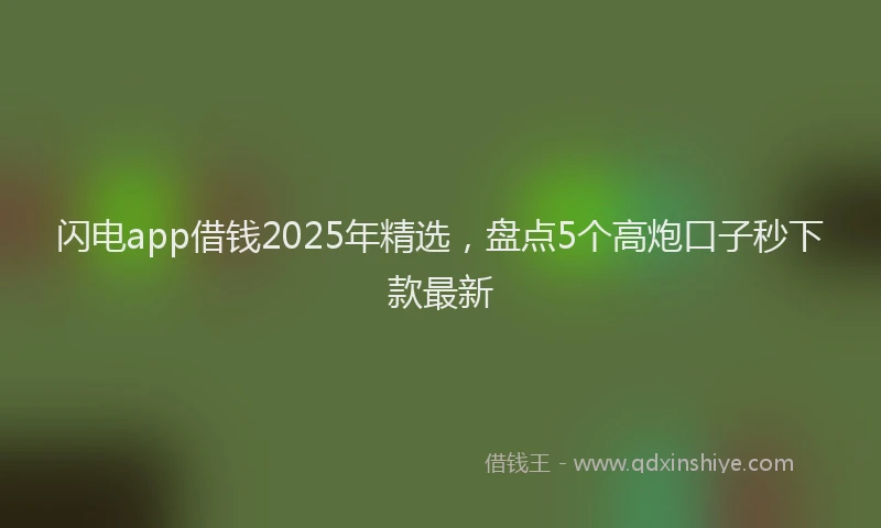 闪电app借钱2025年精选，盘点5个高炮口子秒下款最新
